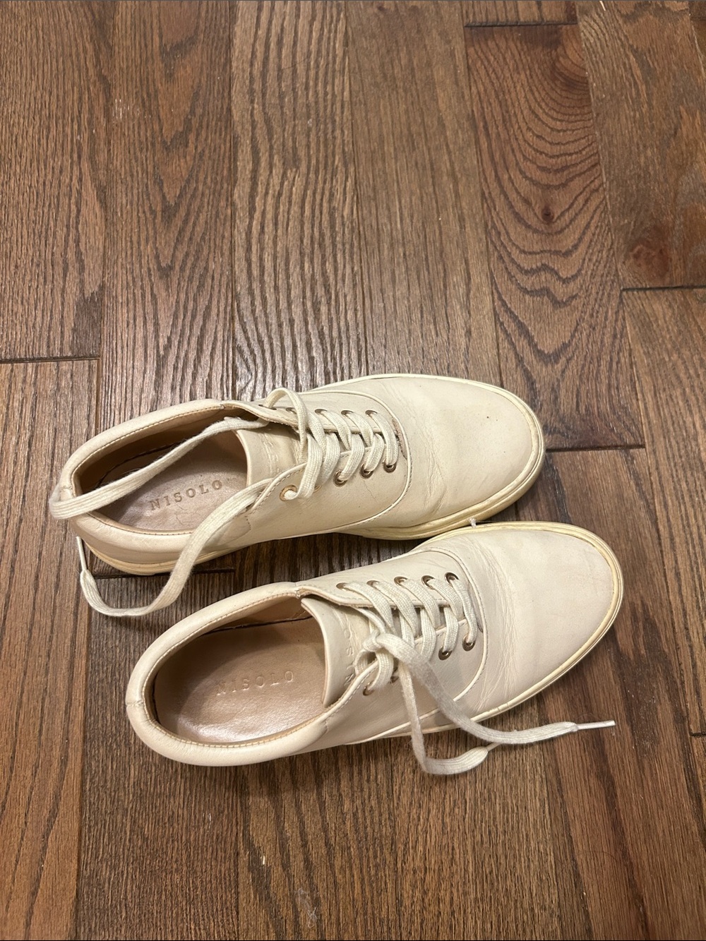 Nisolo Cream Leather Lace-Up Men's Sneakers